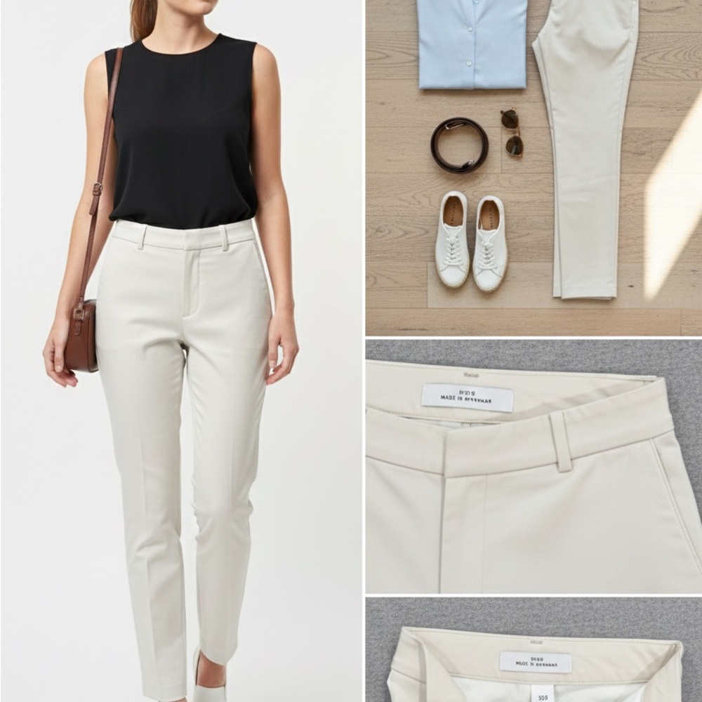 H&M Off-White Straight Leg Women's Pants